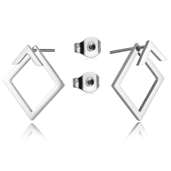 Dreamtimes Triangle Earrings Tiny Square Triangle Stud Circle Earrings Spike