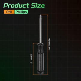sourcing map 12pcs PH1 Mini Phillips Screwdriver #1 3.6" Length Screwdrivers 2" Carbon Steel with Ergonomic Handle for DIY Repairing, Black