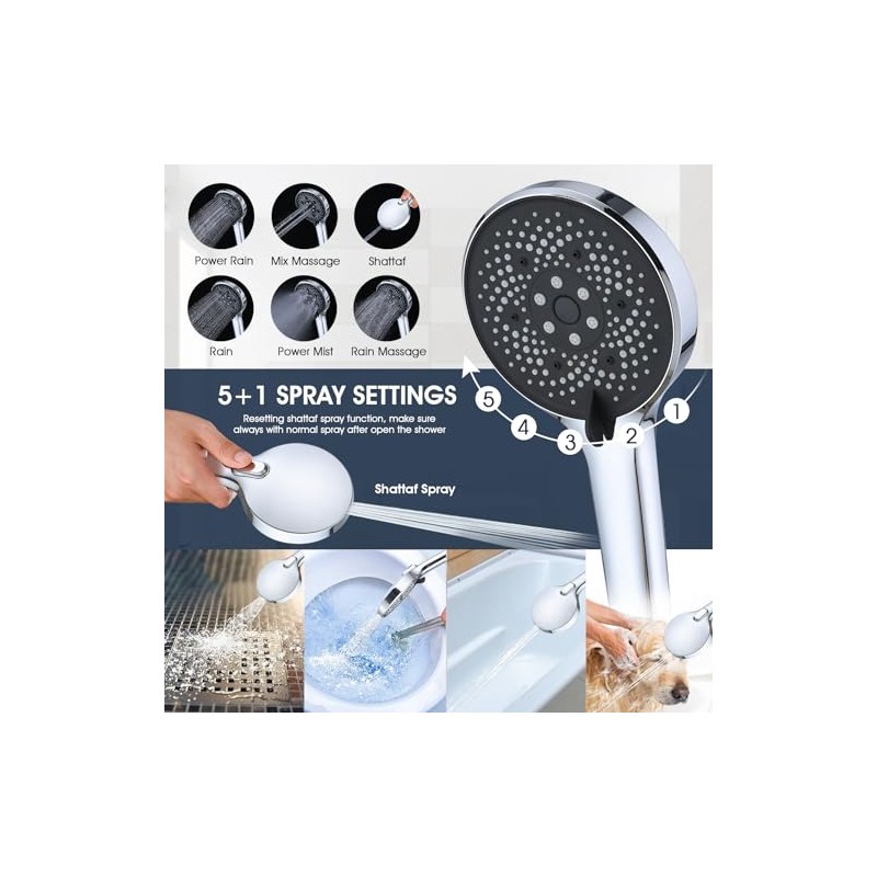 PDPBath Cabezal de ducha de lluvia de 14 pulgadas con