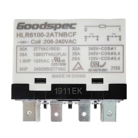 HLR6100-2ATNBCF 208-240VAC Compressor Relay 30A 277VAC 6 Pins HLR6100-2ATNBCF