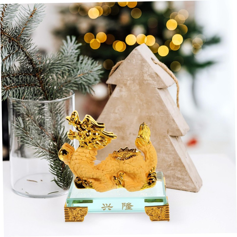Mobestech 1Set Dragon Statue Resin Figurine Chinese Zodiac Dragon Sculpture