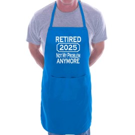 Print4U I Retired in 2025 Retirement Gift BBQ Baking Cooking BBQ Apron Blue