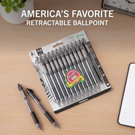 Zebra Pen Z-Grip Retractable Ballpoint Pen, Smooth-Flowing Black Ink, 1.0mm Medium, School Supplies, Teacher Supplies, and Office Supplies, 24-Pack (12221)