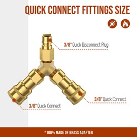 3/8 inch Natural Gas Y Splitter, 2-Way Natural Gas Quick Connect Fittings with Shut Off Valve, Conversion Kit for Natural Gas Line, 3/8" Propane Hose, Pizza, Oven, Grill, Generator, Heater, RV Trailer