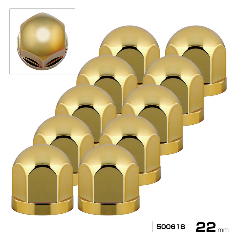 Jet Inoue 500618 Round Hub Nut Cover, Gold, 0.8 inches