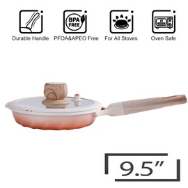 MGC Non Stick Frying Pan, PFOA&PFAS Free, 9.5" Skillet, Oven and Dishwasher Safe, Compatible with All Stovetops, Orange