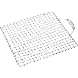 Endoshoji DTH03024 Commercial Grilling Net, Tafros, No. 24, Spring Loaded Handle, Iron, Chrome Plated, Made in Japan