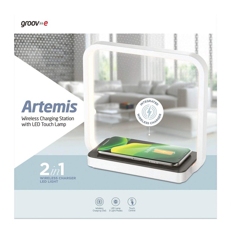 Groov-e Artemis Wireless Charging Station with LED Touch Light -