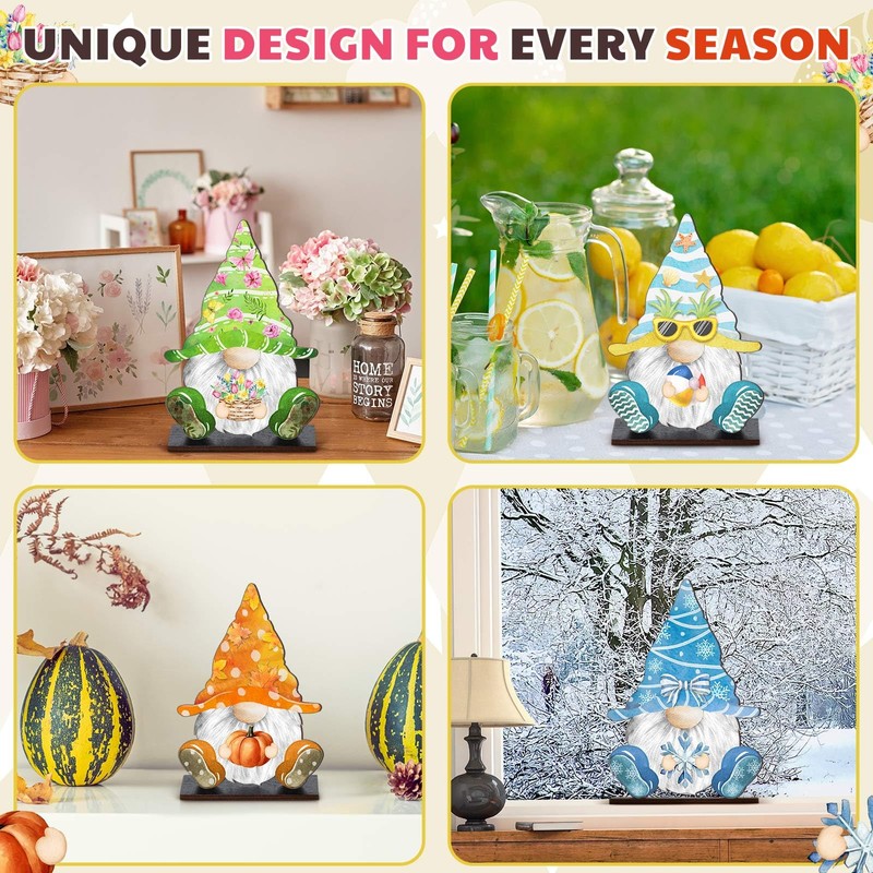 Blulu Interchangeable Wooden Gnome Decor DIY Holiday Seasonal Summer Gnomes