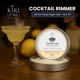 Kiri & Sons The Rim Club Cocktail Rimmer - Rimming Salt for Margaritas, Lemon Drops, Tequila Shots & Craft Cocktails, Idea for Home Bars, Parties & Gifting - Lemon Drop Salt 5oz