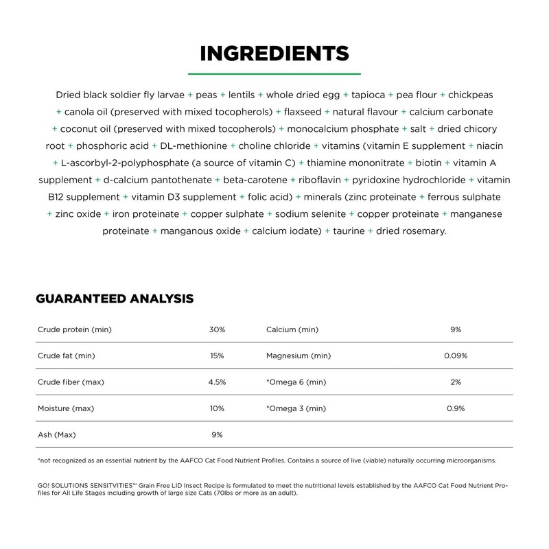 Go! Solutions Sensitivities Limited Ingredient Insect Grain-Free Dry Cat Food,
