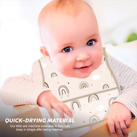 Baby Bib Wipe Clean Baby Bib Feeding Bibs with Food Scraps Catcher Pocket Soft Adjustable Snaps Feeding Bib Unisex Infant Bibs Ideal for Messy Meal Times Activities Cloud Design L35xW28cm (2Pc)