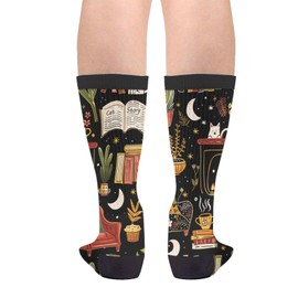 FUNCOOLCY Books Reading Socks For Men Women Funny Novelty Crew Socks Gifts