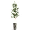 Artificial Tree in Modern Polygon Pattern Effect Planter, Fake Olive