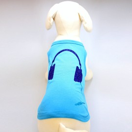 Alphadog Series Headphone Glitter Printed Tank top T-Shirt for Your Dog or Cat (M, Aqua)