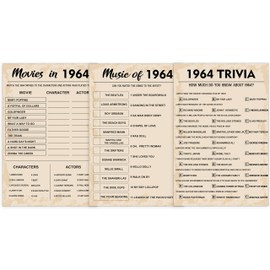 QUPT 60 th Birthday Party Games, Set of 3 Activities for 10 Guests, Born in 1964 Games Bundle, Birthday Party Supplies for Adults, Pack of 30 Cards