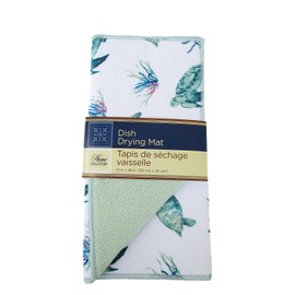 Show-Offs Summer Patterned Dish Drying Mat - Turtles and Seaweed - 12 x 18 Inches, Medium, Blue, 3443602