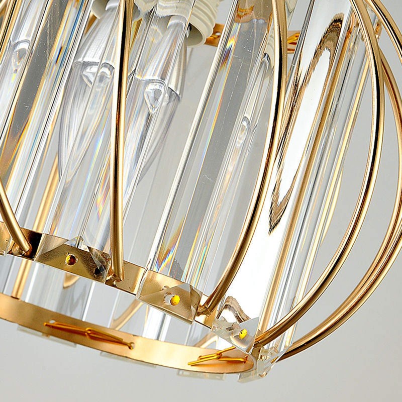 Hudi Fyier Chandelier Crystals Ceiling Lighting Fixtures, Small Semi Flush