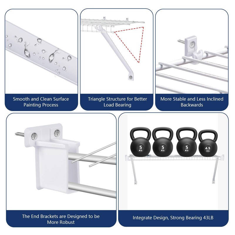 12 Inch Wire Shelf Brackets Set, Includes 3Wire Rack Support