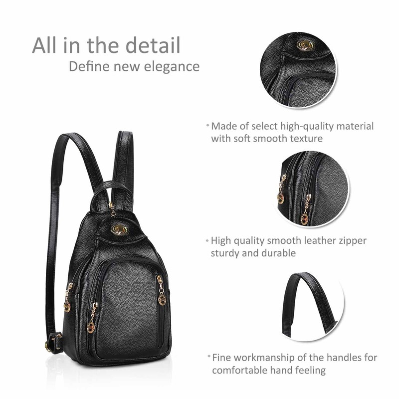 NICOLE&DORIS Fashion Women Backpack Small Leather Backpack Black Women Chest