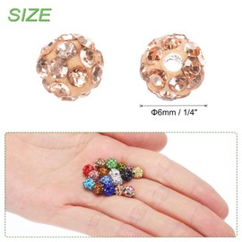 QUARKZMAN Pack of 100 6 mm Rhinestone Beads for Jewellery Making Bling Disco Pearl Glitter Diamond Clay Beads for Necklace Bracelet Christmas Champagne