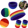 3PC Headband and Sweatband Rainbow Set – Rainbow Wristband and