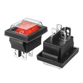 QTEATAK 2Pack KCD4 Red LED ON-Off 4-Pin 2-Position Boat Rocker Switch with Waterproof Protective Cover -16A 250VAC 20A 125VAC DPST Switch, Suitable for Boats, Motorcycles, Cars and Other Vehicles