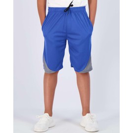 Real Essentials - Paquete de 5 pantalones cortos de baloncesto de malla con bolsillos para niños, set 11, Large