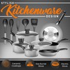SereneLife Kitchenware Pots & Pans Basic Kitchen Cookware, Black Non-Stick