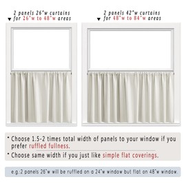 Very Little Curtains for Small Kitchen Window Rod Pocket Room Darkening Sun Heat Blocking Short Curtains for Nursery Small Square Windows Kids Bedroom Bathroom 30 Inch Long One Single Pair Cream Color