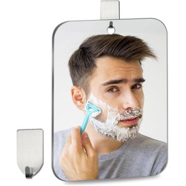 Shower Mirror for Shaving, Larger 10.6 x 8 inches Mirror for Wall Hanging Kids Safety, Frameless Portable Travel Camping Mirrors, Unbreakable Handheld Locker, Shave Mirror, Makeup Plastic, Bathroom