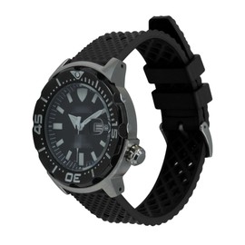 Max Honeycomb Style FKM Rubber Diver Replacement Watch Strap Fluororubber (18mm, Black)