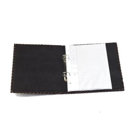 ROOGU Leather Binder, DIN A5, 2 Rings, Handmade Buffalo Leather Storage Binder, File Folder, Brown