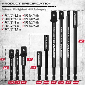 9-Piece Impact Socket Adapter Set, 1/4" 3/8" 1/2" Driver Socket Adapter, Power Drill Bit Extension, Magnetic Screwdriver Bit Holder, Socket Wrench Adapter