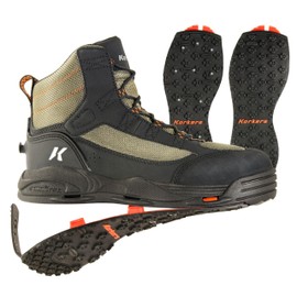 Korkers Greenback Wading Boots - Packed with The Essentials - Includes Interchangeable Kling-On & Studded Kling-On Soles - Size 13
