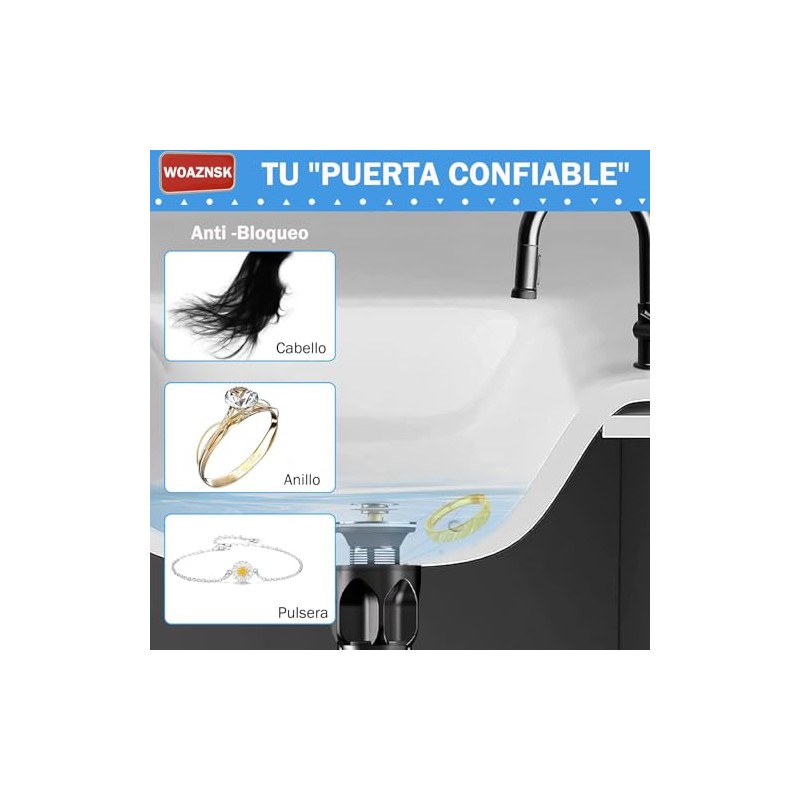 Kit de Drenaje para Lavabos de Cocina,3 en 1 Tubo