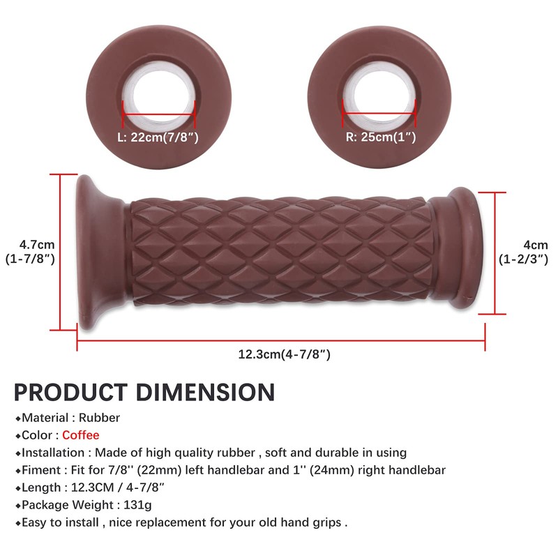 KEEPDSGN Motorbike Rubber Grips Universal 7/8" 22mm & 1" 25mm