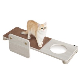 Feandrea Clickat Large Cat Shelf, Cat Wall Shelf, Wall-Mounted Cat Perch for Large Cats, Replaceable Washable Felt Pad, Easy Assembly and Disassembly, Oatmeal Brown and Coffee Brown UPCK008T66