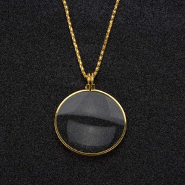 KooingTech 5X Monocle, 1.8in Magnifying Glass Necklace 18.1in Magnifying Glass Necklace Monocle for Hobbyists, Stamp Collectors, Jewelers, Map Readers, Watch Repair and More (Gold)