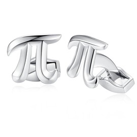 HONEY BEAR Men's π Physics Symbol Mathematics Cufflinks Stainless Steel Cuff Links Silver Reusable, Copper, No Gemstone