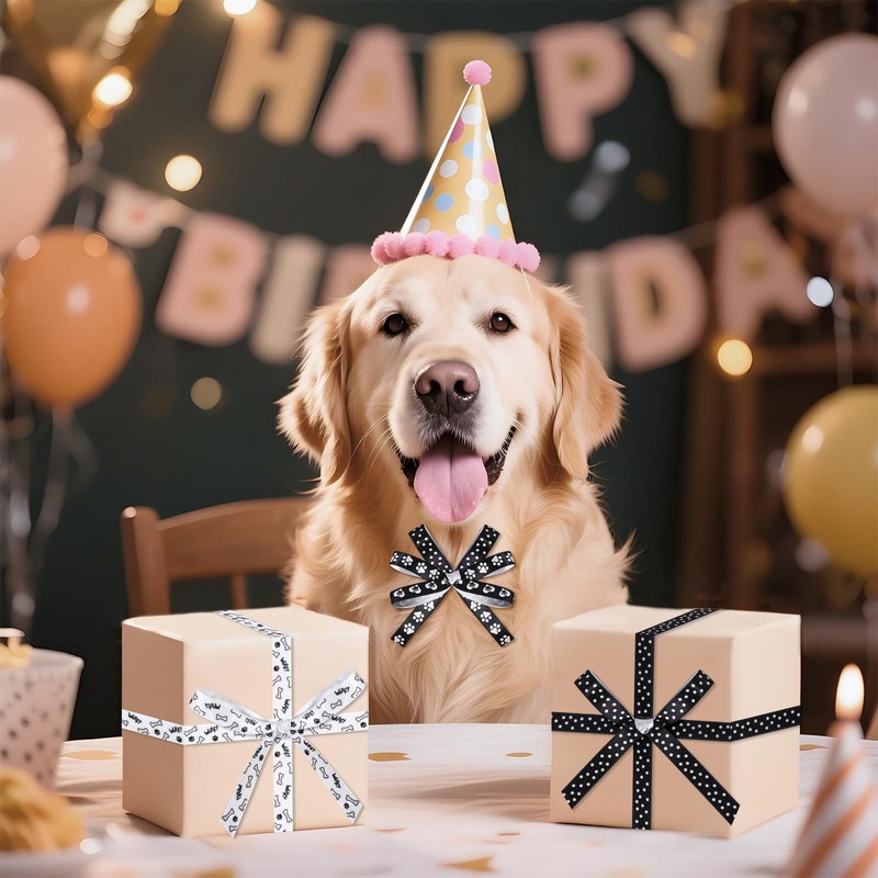 Pineraap 6 Rolls 30 Yards Paw Print Grosgrain Ribbon 3/8"