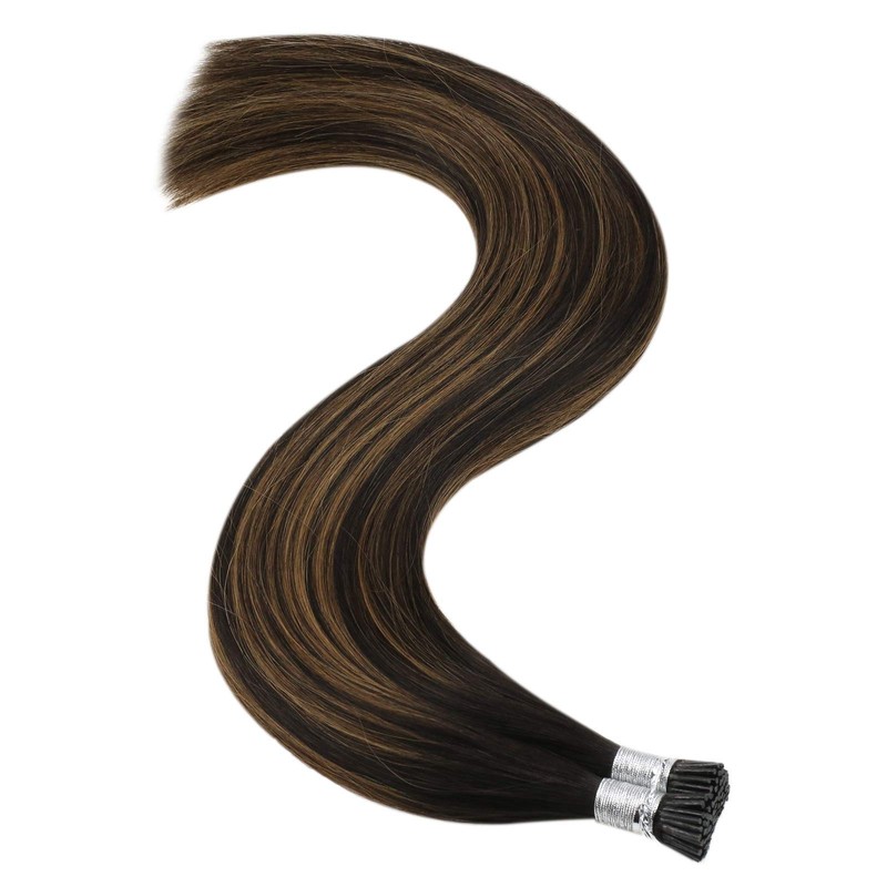 YoungSee I Tip Hair Extensions Human Hair 16inch Brown Hair