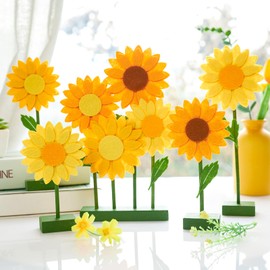 EASY JOY 8PCS Sunflower Felt Centerpieces for Tables Yellow Flower Party Decorations Orange Sunflower Birthday Party Decorations for Girl Birthday Baby Shower Home Party Decorations