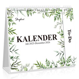 SKYDUE Desk Calendar 2026, Calendar from Jul 25 to Dec. 26, Desk Calendar for Standing, Monthly Calendar 2025 with Month to View, Tear-Off List, 27 x 23 x 7.8 cm, School Year Calendar (Green)