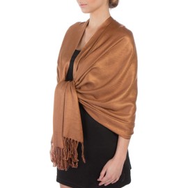 Sakkas Large Soft Silky Pashmina Shawl Wrap Scarf in Solid Colors- Chocolate Brown