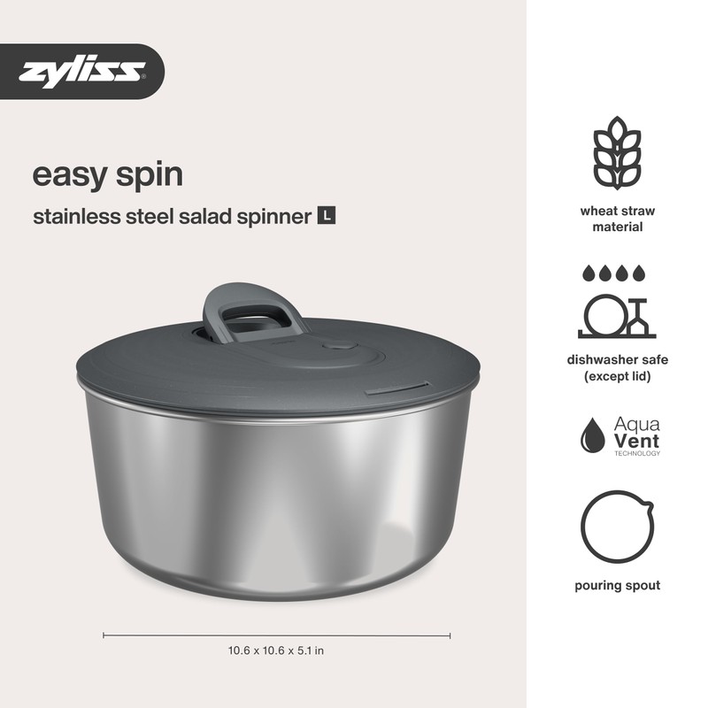 Zyliss Easy Spin Salad Spinner - Fruit & Veggie Dryer