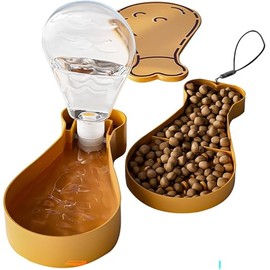 Small Pet Water Feeders & Dispensers 2 in 1 Portable Travel Products for Dogs Cats (Orange)