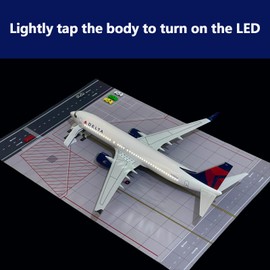 Delta Airlines B737 Model Airplane 18.5 Inches Long 1/150 Scale Delta 737 Aircraft with LED Lights and Airport Scene Accessories Ideal Display and Gift