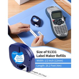5 Packs Replacement for Dymo LetraTag Label Maker Tape Refills 12mm x 4m 91331(S0721610) Plastic LT Label Black on White Label Maker Tape for Dymo LT-100H LT-100T LT-200B QX50 XR XM 2000