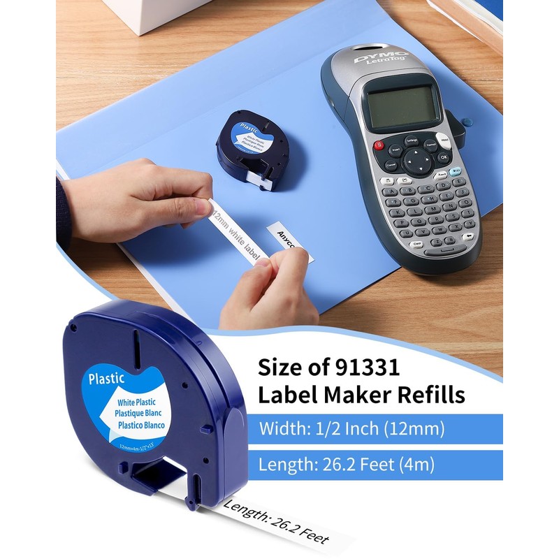 5 Packs Replacement for Dymo LetraTag Label Maker Tape Refills